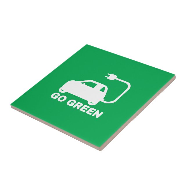 Gå grön ~ Drive Electric Cars Kakelplatta (Sidan)