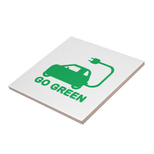 Gå grön ~ Drive Electric Cars Kakelplatta