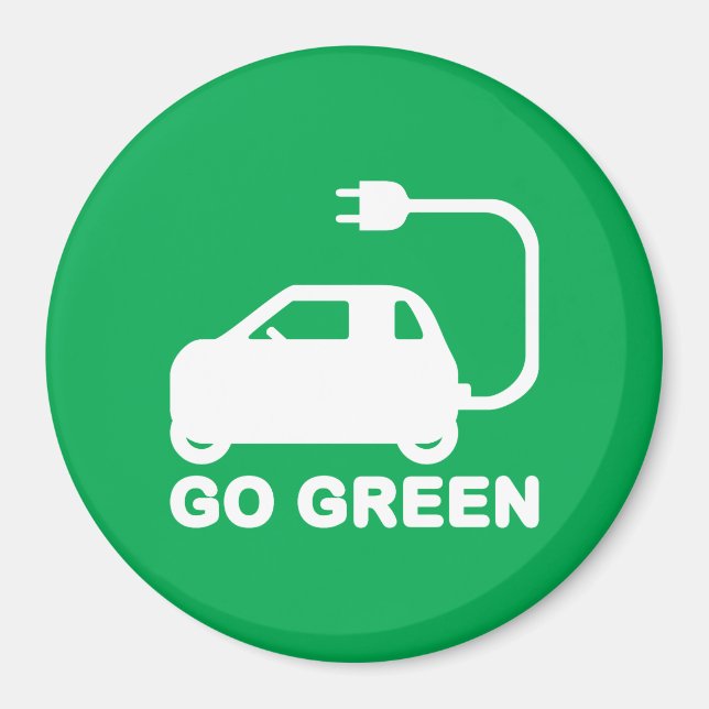 Gå grön ~ Drive Electric Cars Magnet (Framsidan)