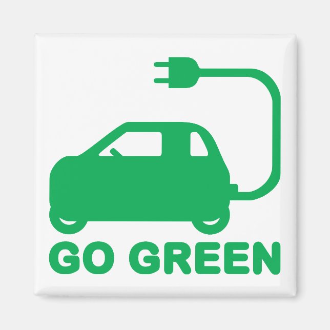 Gå grön ~ Drive Electric Cars Magnet (Framsidan)