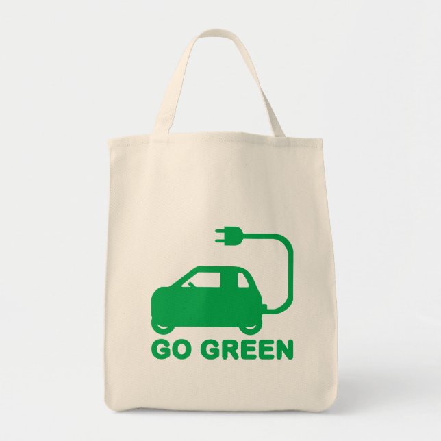 Gå grön ~ Drive Electric Cars Tygkasse (Framsidan)