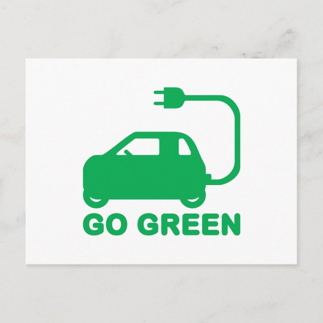 Gå grön ~ Drive Electric Cars Vykort (Framsida)