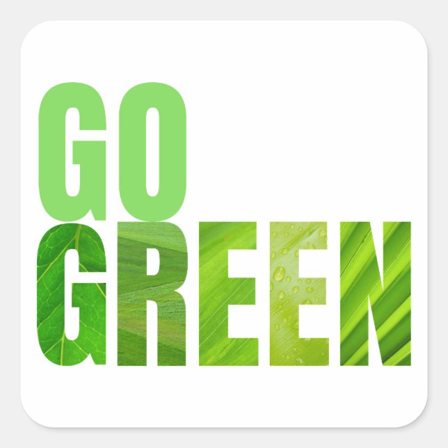 Gå grön fyrkantigt klistermärke (Framsida)