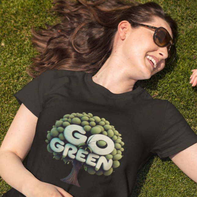 Gå grön - gå grön slovenhet med Träd Design T Shirt (Skapare uppladdad)