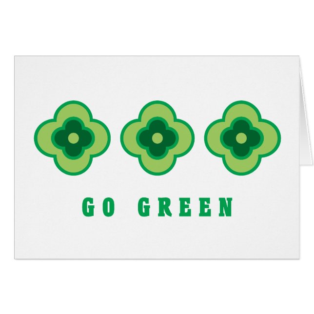Gå Grön (Grön Blomma) Hälsningskort (Framsidan Horizontal)