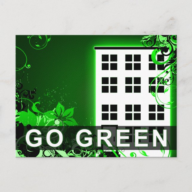 gå grön : hi-fi byggnad vykort (Framsida)