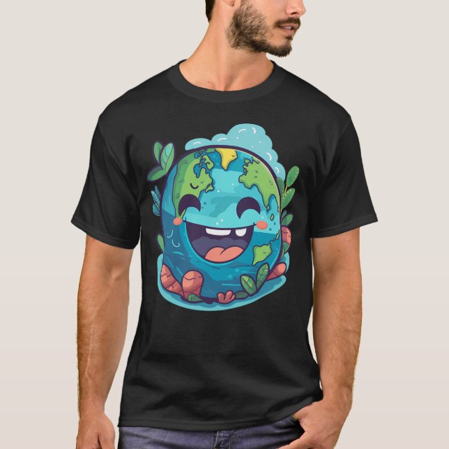 Gå grön med vår Kawaii Cute Earth-samling på T Shirt (Framsida)