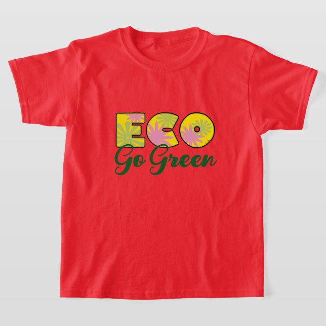 Gå Grönt Retro Ekodesign T Shirt (Laydown)