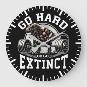 Gå hårt eller Utdöda - T-Rex Gym Motivational Stor Klocka