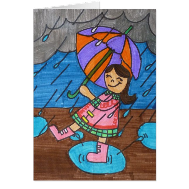 Gå i regna hälsningskort (Framsidan)