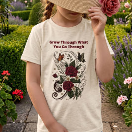 "Gå igenom" Inspirerande blomstert-shirt för kvinn T Shirt