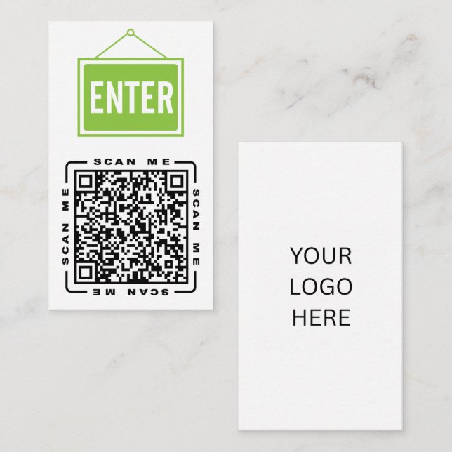 Gå in | Anpassningsbar QR-kod & Logotypmall   Visitkort (Fram/baksida)