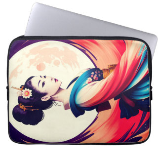 Gå in i den månskaliga japanska Geisha Laptop Fodral