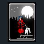 Gå in i Moonlight Vintage Art Deco Dam Poster<br><div class="desc">Gå i måndagskvällen - Vintage Art Deco Poster med en kvinna och en hund.</div>