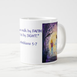 Gå in i Mörken med FAITH 2 Corinthians 5:7 Jumbo Mugg
