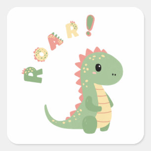 Gå in i Roligt med en Dino-Mite Party! Fyrkantigt Klistermärke