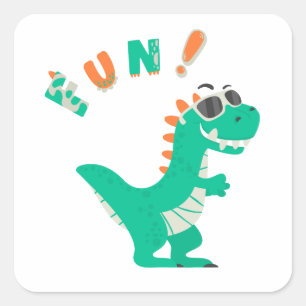 Gå in i Roligt med en Dino-Mite Party! Fyrkantigt Klistermärke