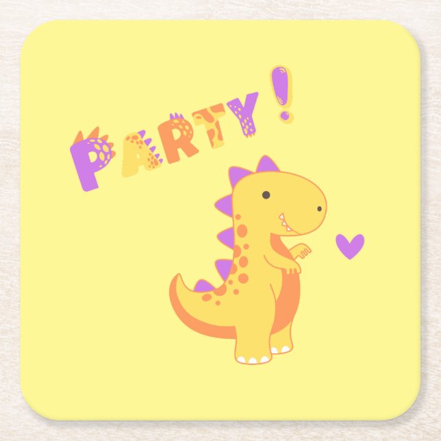 Gå in i Roligt med en Dino-Mite Party! Underlägg Papper Kvadrat (Framsidan)