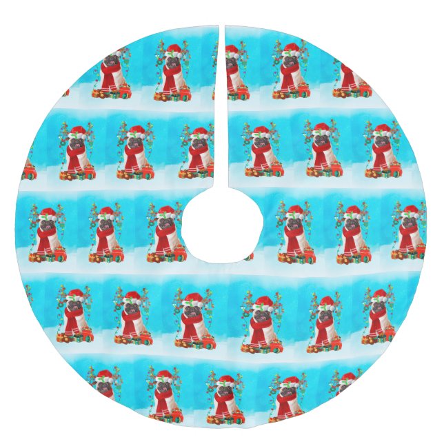 Gå in i snö med julklappar julgransmatta borstad polyester (Framsidan)