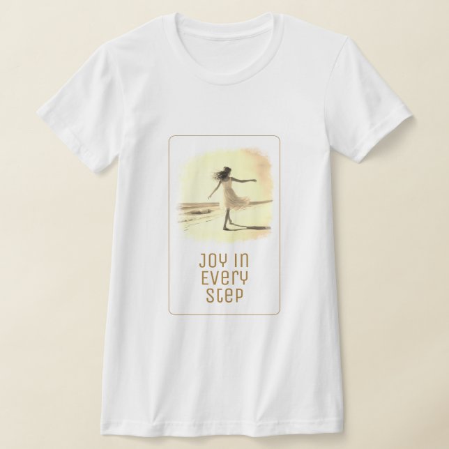"Gå in i varje steg" - gyllene version T Shirt (Laydown)