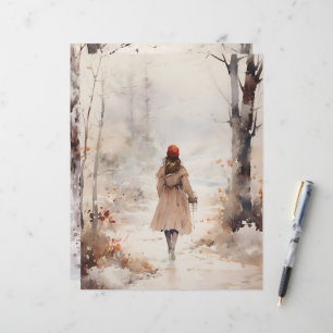 Gå in i Winter Woodland Scrapbook Papper