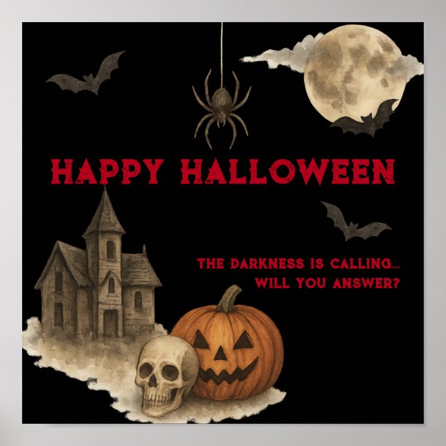 Gå in om du törs - Skrämmande spökhus Halloween Poster (Framsidan)
