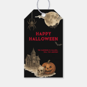 Gå in om du törs - Spökhus Halloween Presentetikett