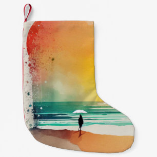 Gå in på Vinkara Abstrakt Beach Art Liten Julstrumpa
