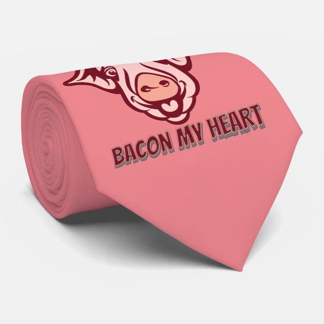 GÅ INTE BACON MY HEART Lustig gris-offertgåva Slips (Rullad)
