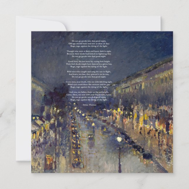 Gå inte Gentle dikt av Dylan Thomas Julkort (Framsida)