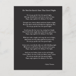 Gå inte Gentle dikt av Dylan Thomas Vykort
