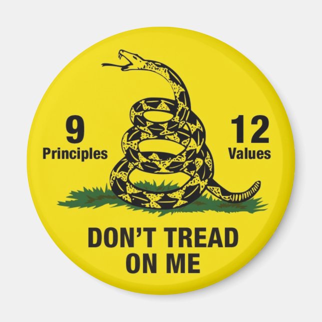 Gå inte på Me Flagga 9 Principles 12 Values Magnet (Framsidan)