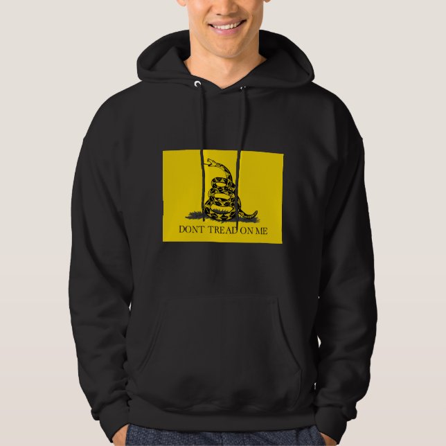 Gå inte på mig GULT för den Gadsden flaggaSVARTEN Hoodie (Framsida)