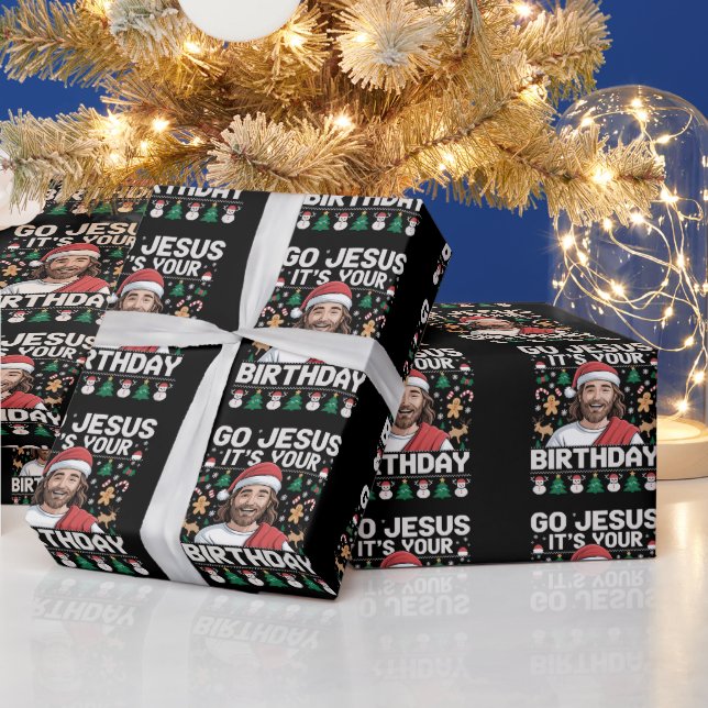 Gå Jesus det är din födelsedag ful jultröja Presentpapper (Helgdagar)
