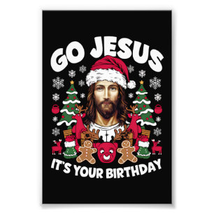 Gå Jesus Det Är Din Födelsedag Fula Jultröja Fototryck