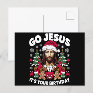 Gå Jesus Det Är Din Födelsedag Fula Jultröja Helg Vykort