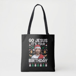 Gå Jesus Det Är Din Födelsedag Fula Jultröja Tygkasse