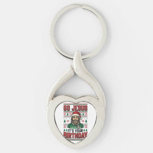 Gå Jesus jul födelsedag vintage skjorta Twisted Heart Silverfärgad Nyckelring