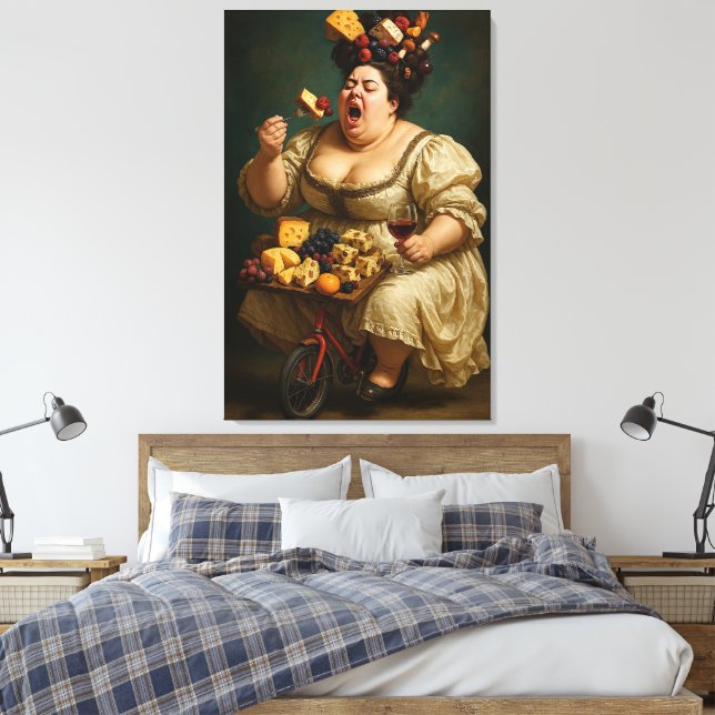 "Gå lätt, ät hårt" Surrealistiskt konstverk Canvastryck (Insitu (sovrum))