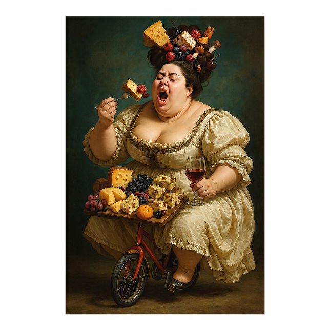 "Gå lätt, ät hårt" Surrealistiskt konstverk Fototryck (Framsidan)