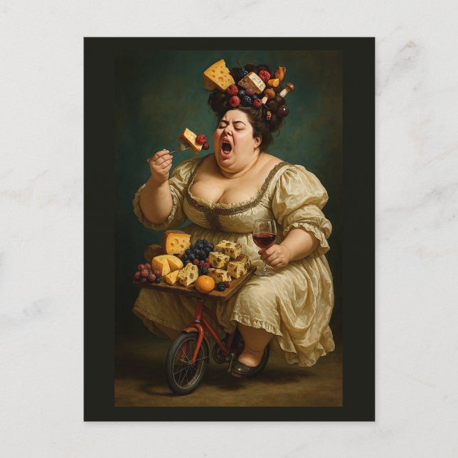 "Gå lätt, ät hårt" Surrealistiskt konstverk Vykort (Framsida)