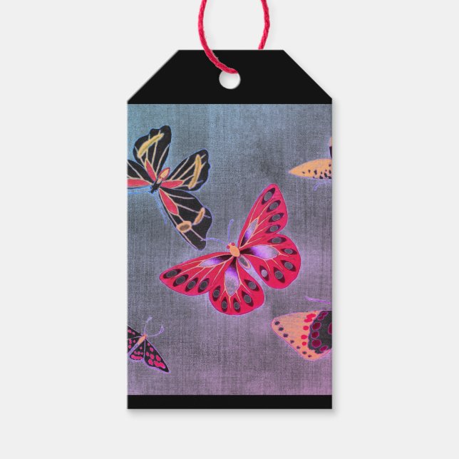 GÅ Märkre JAPANESE BUTTERFLIES ON BLACK Presentetikett (Framsidan)