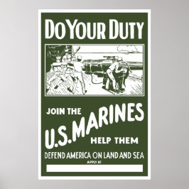 Gå med amerikanska marinlinjer - WW2 Poster