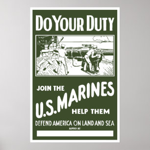 Gå med amerikanska marinlinjer - WW2 Poster