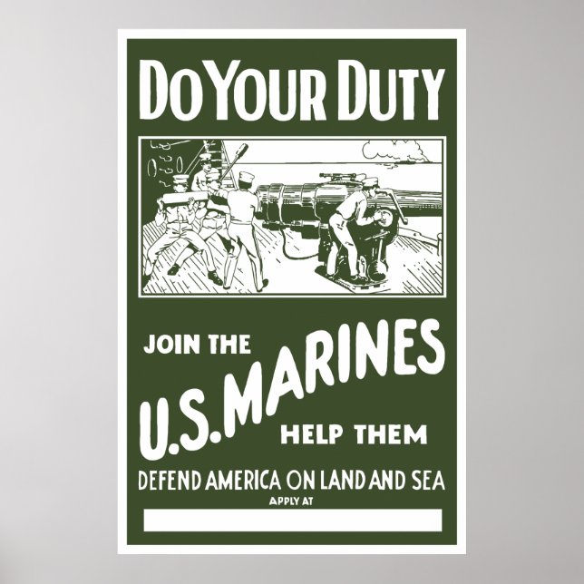 Gå med amerikanska marinlinjer - WW2 Poster (Framsidan)