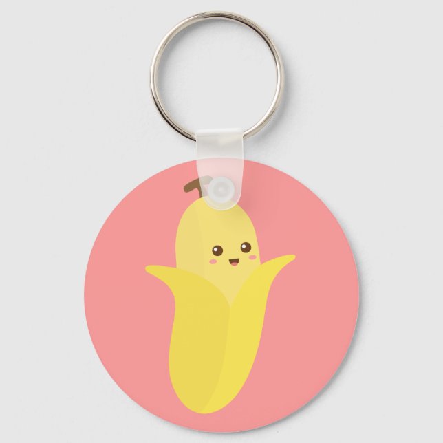Gå med bananer med Cute och Lycklig Banana Nyckelring (Framsida)