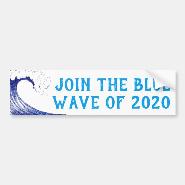 Gå med BLUE WAVE på 2020 Bumper Sticker Bildekal (Framsidan)