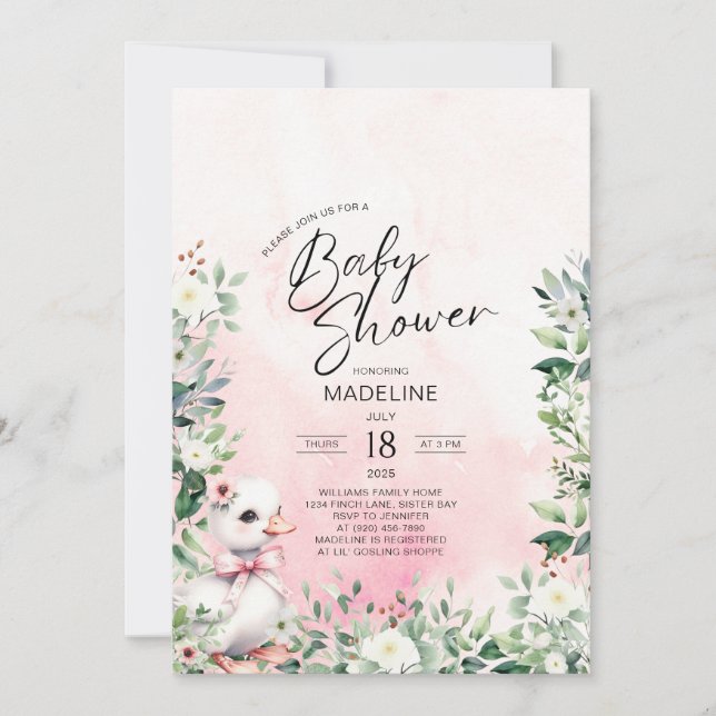 Gå med Bow Rosa Girl Baby Shower-inbjudan Inbjudningar (Framsida)