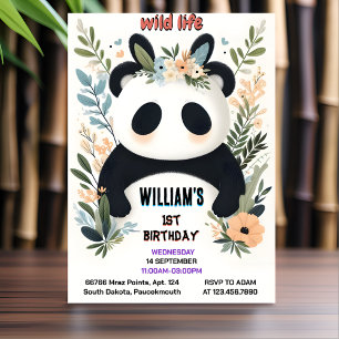 Gå med Boys Kids Charm flicka Panda 1:a födelsedag Inbjudningar