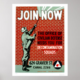 Gå med Civil Defense Decontamination Squads 1943 W Poster
